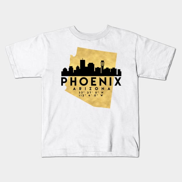 Phoenix Arizona Skyline Map Art Kids T-Shirt by deificusArt